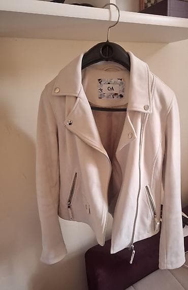 strukirani kaputi: Ženska bajkerska jakna C&A, svetlobež boje. - Materijal: mekana — 1