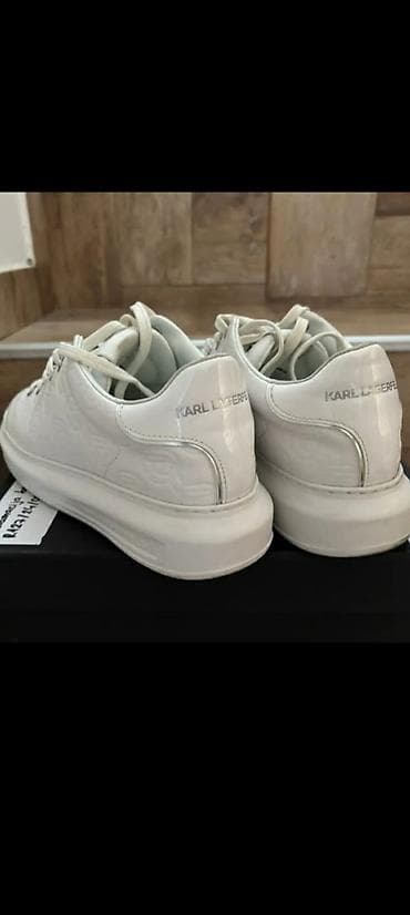 dsquared patike cena: Karl Lagerfeld bele patike – low-top model sa platformom i riplej oba — 1