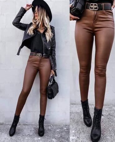 kozne helanke za punije: Hit pantalone od eko koze za puniji i vitkiji stas u puno lepih boja - — 12