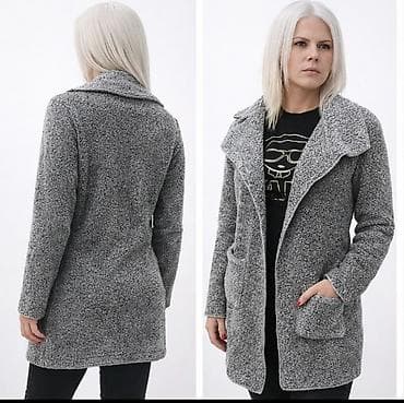 Women's Pants, Jeans, Shorts: Ženski kaput/blejzer od meke „teddy“ (bukle) tkanine u sivoj boji. - — 2