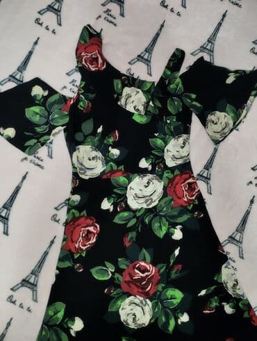bela boho haljina: L (EU 40), color - Black, Short sleeves — 3