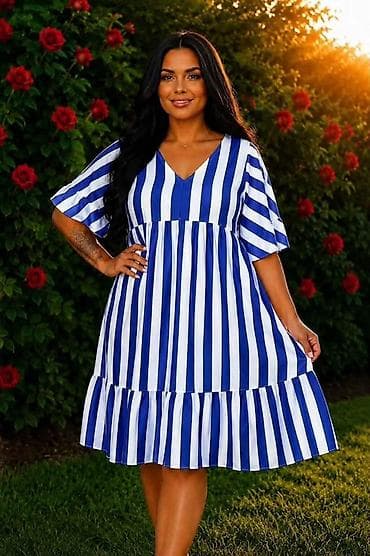 modeli svecanih haljina: 💥Haljina za punije ✨Pruge koje nikad ne izlaze iz mode 💥2XL 3XL 4XL — 5