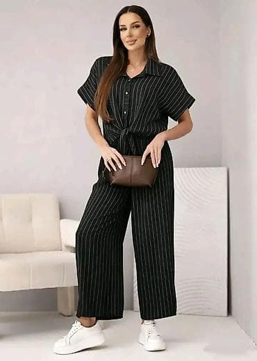 prugasti kompleti: Damski komplet – košulja i pantalone na pruge - Dvodijelni set — 1