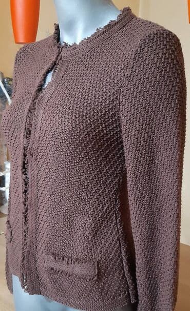 zara haljina sa resama: Ženski pleteni kardigan, braon boje. - Kroj: strukirani kardigan sa — 6