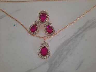 srebrna ogrlica sa krsticem: Set: Minđuše, Ogrlica, Prsten — 2