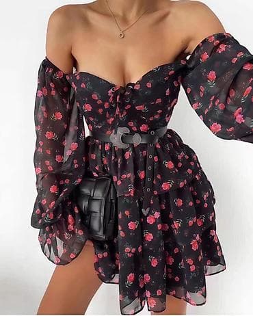 haljine polovne: Mini haljina s cvetnim printom - Model: kratka haljina sa volanima u — 2