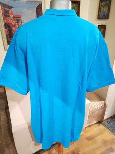 pantalone za punije: Nova muska pamucna majica sa kragnom Elephant Plava 5XL. Vrlo dobra — 5