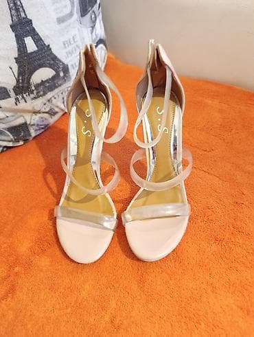 Muška obuća: Elegantne ženske sandale na štiklu - Boja: puder/bez sa providnim PVC — 1