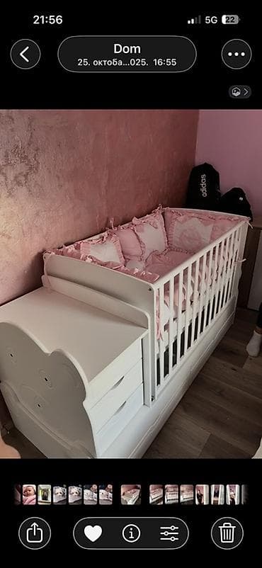 plakari forma ideale cene: Višenamenska bebi komoda-krevetac 3 u 1 sa posteljinom i dusekom - — 3