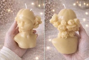 Sveće i svećnjaci: Dekorativna sveća – bista devojke sa ružama - Ručno izlivena — 2