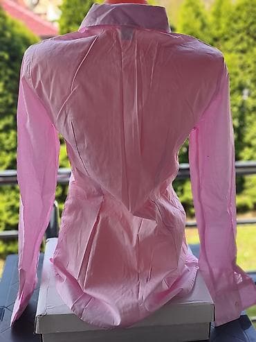 helanke sa likrom: Ženska košulja – svetloružičasta - Klasičan kroj sa kragnom i — 6