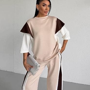 pantalone helanke: Ženski komplet trenerke – bluza i pantalone širokog kroja - — 2