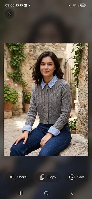 dzemper na pruge: Pletena ženska kardigan-košulja - Model: kratki kardigan na dugmad - — 1