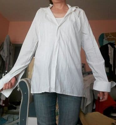 muške pidžame c a: Shirt Long sleeves, M (EU 50), A-Dress, color - White, Cotton — 2