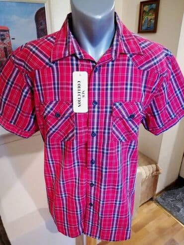 pantalone za punije: Nova muska pamucna kosulja sa kragnom New Fashion Crvena. Odlicna — 1
