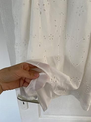 bela haljina sa vezom: Shein Belo pamučno haljina/tunika sa vezom (broderie anglaise) - — 2