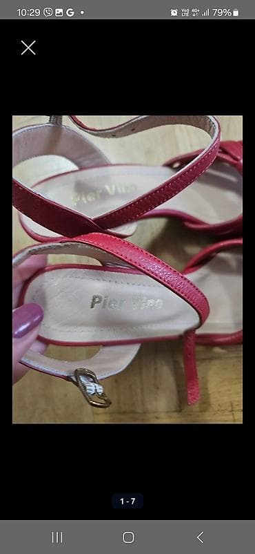 baletanke sa kaisem: Elegantne ženske sandale sa visokom petom u privlačnoj crvenoj boji — 7