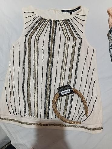 farmerke dsquared2: Ženski komplet – 3 topa + rajf - Elegantan krem bezrukavnik sa — 9