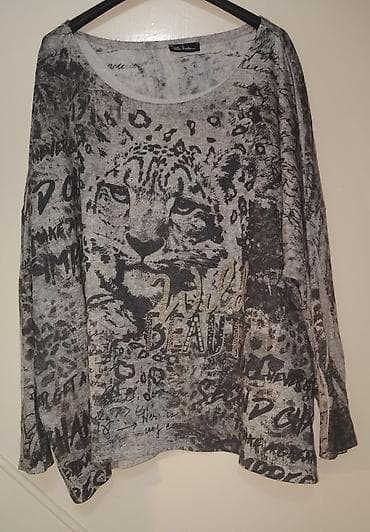 chanel torbica cena: Ženska bluza Ulla Popken sa dugim rukavima, siva/crna ton-sur-ton — 1