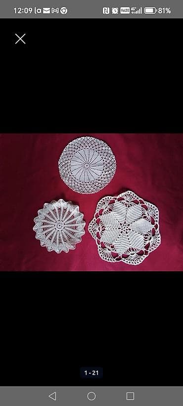 Ručno heklani podmetači/čipkasti miljei – - Materijal: tanki pamučni