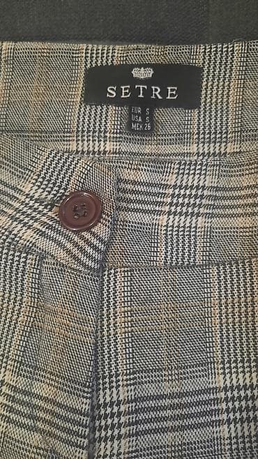 Men's Clothing: Karirane pantalone SETRE – ženske - Model: ravna nogavica blago — 2