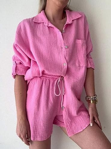 strauss odela: ✨Zenski dvodelni komplet – košulja i šorts od pamučnog materijala-3000 — 4