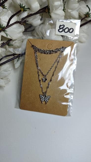 novi iqos: Slojevita ogrlica sa privescima leptira - Set od tri lančića u jednoj — 4