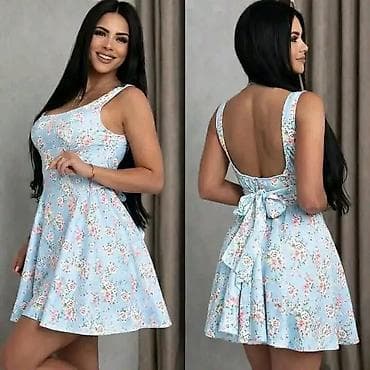 coach patike: Letnja mini haljina na tregere sa romantičnim printom - Kroj: skater/ — 2