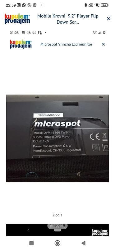 nokia 1: Microsport DVP-15 960 TWIN – prenosivi DVD plejer sa ekranom od 9 inča — 4