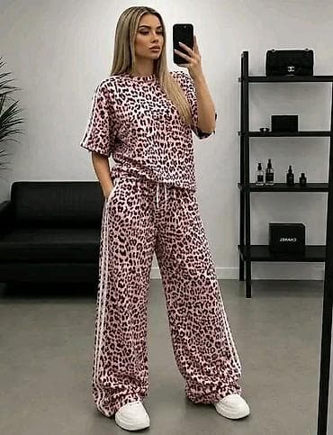 tactical pantalone: Ženski komplet – majica i široke pantalone sa leopard dezenom — 3