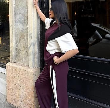 svecane pantalone zenske: 💫Zenski dvodelni komplet – majica i pantalone sa sportskim detaljima — 8