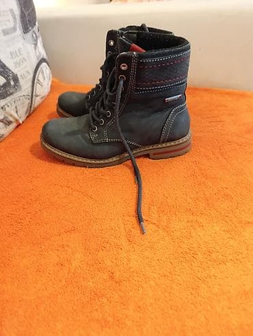 bottega cizme: Kožne zimske čizme sa pertlama – tamnoplave - Materijal: mekana — 1