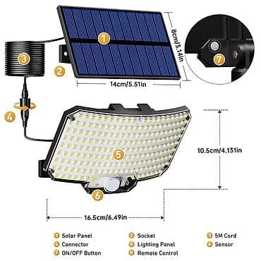 tablet 10 inci: 1 kom. Solarne zidne lampe sa senzorom pokreta, pametna 234LED solarne — 6