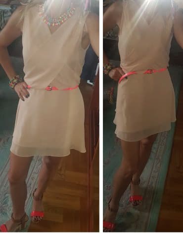 tamno plava haljina i srebrne cipele: Prelepa nude haljina. Prakticno nova. 2x nosena. bez ikakvih znakova — 4