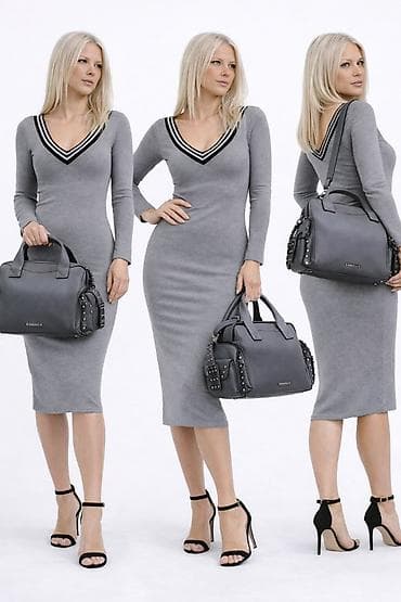 Elegantna ženska torba – tamnosiva, strukturisana eko-koža Haljina