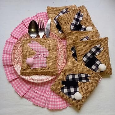 Sweatpants: Uskršnji džepić za escajg od jute - Dekorativni držač za kašiku — 2