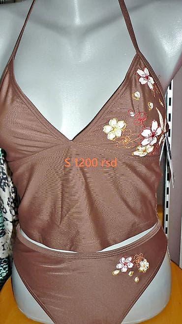 braon salonke: Ženski dvodelni kupaći kostim – tankini set - Boja: čokoladno braon - — 3