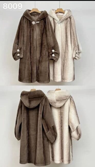 vuneni kaputi beograd: One size, Sa postavom, Veštačko krzno, bоја - Braon — 3