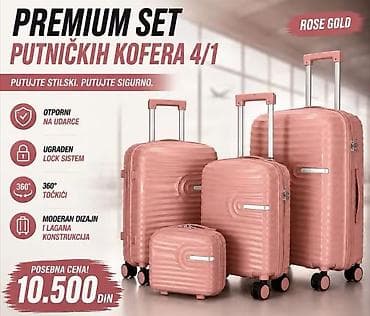 ženski kompleti sa suknjom: Premium set putničkih kofera 4 u 1 – Rose Gold - Komplet od četiri — 1