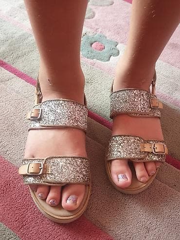 naušnice srebrne: ZARA girls 36 broj baletanke za devojcice, srebrne sa šljokicama i — 3