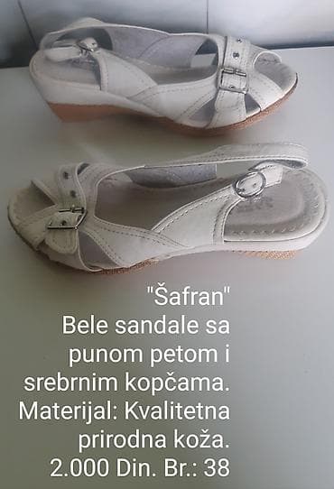 tommy hilfiger obuca zenska: Šafran – bele ženske sandale na punu petu - Veličina: 38 - Materijal — 1