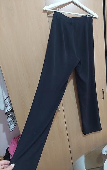 dsquared pantalone: Ženske crne pantalone sa visokim strukom i ravnim, blago širokim — 5