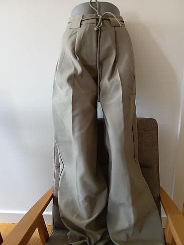Ženske široke pantalone – bež/peščana nijansa - Kroj: ekstra široke