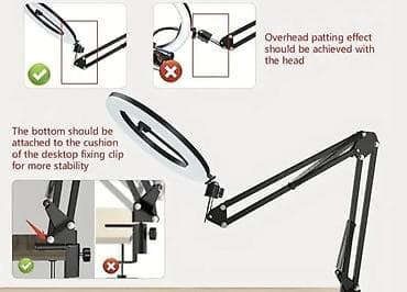 drzac za risiver na televizoru: LED ring light set sa stolnom “boom” rukom i držačem za telefon – — 2