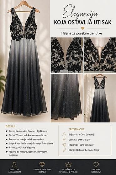 Elegantna duga haljina za posebne trenutke - Gornji deo ukrašen