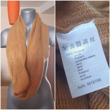 plus size tunike: Pletena kružna ešarpa (infinity šal) u toploj oker/karamel boji. - — 2