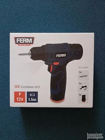 FERM bežična bušilica/odvijač 12V - Napon: 12V - Baterija: 1.5 Ah