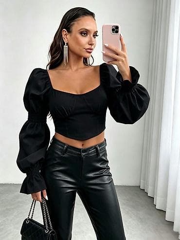 pies bluze: Ženska crop bluza sa puf rukavima Nova kolekcija ✨️ Korset: 2300 — 3