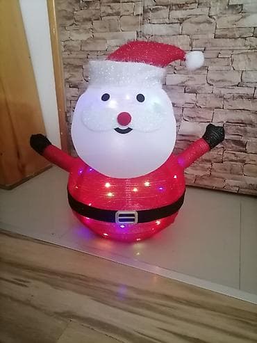 stocici za decu: LED novogodišnja dekoracija – Deda Mraz figura - Svetleća 3D figura — 2