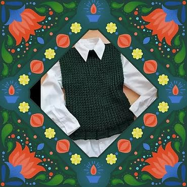 Kancelarijski nameštaj: Prsluk novi ručno pleteni vel XL. Obim grudi 80 cm, dužina 53 cm — 1